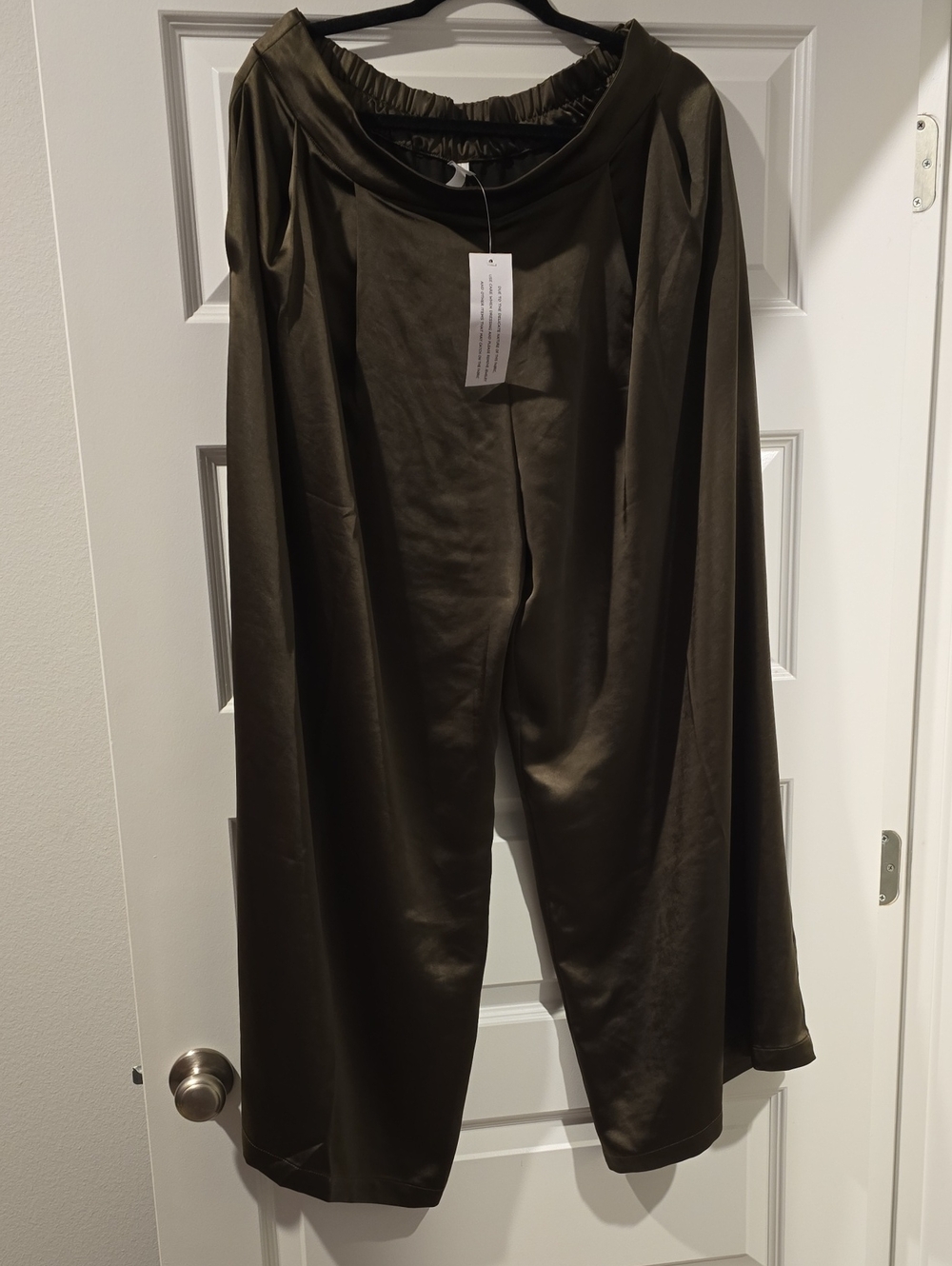 Women's Olive Wide-Leg Pull-On Pants